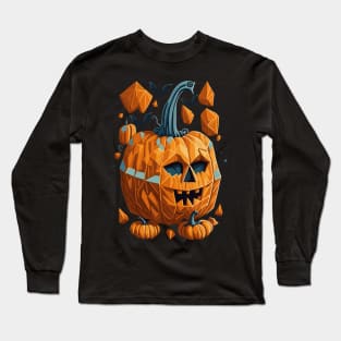 Geometric Halloween Pumpkin Long Sleeve T-Shirt